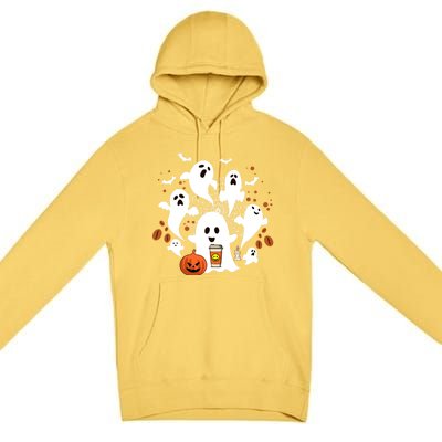 Cute Ghost Ing Coffee Halloween Pumpkin Coffee Funny Gift Premium Pullover Hoodie