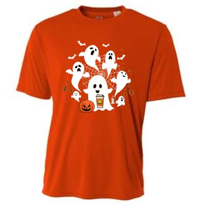 Cute Ghost Ing Coffee Halloween Pumpkin Coffee Funny Gift Cooling Performance Crew T-Shirt