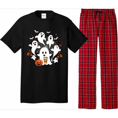 Cute Ghost Ing Coffee Halloween Pumpkin Coffee Funny Gift Pajama Set