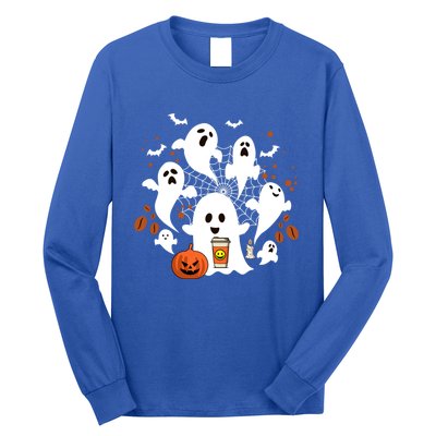 Cute Ghost Ing Coffee Halloween Pumpkin Coffee Funny Gift Long Sleeve Shirt