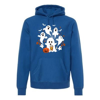 Cute Ghost Ing Coffee Halloween Pumpkin Coffee Funny Gift Premium Hoodie