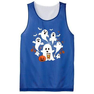 Cute Ghost Ing Coffee Halloween Pumpkin Coffee Funny Gift Mesh Reversible Basketball Jersey Tank