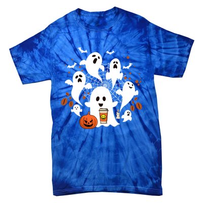 Cute Ghost Ing Coffee Halloween Pumpkin Coffee Funny Gift Tie-Dye T-Shirt