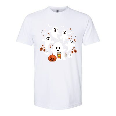 Cute Ghost Ing Coffee Halloween Pumpkin Coffee Funny Gift Softstyle CVC T-Shirt