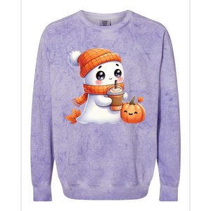 Cute Ghost Ing Coffee Halloween Pumpkin Spice Gift Colorblast Crewneck Sweatshirt