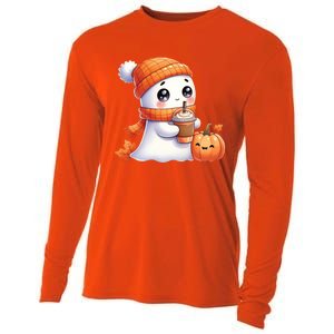 Cute Ghost Ing Coffee Halloween Pumpkin Spice Gift Cooling Performance Long Sleeve Crew