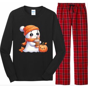 Cute Ghost Ing Coffee Halloween Pumpkin Spice Gift Long Sleeve Pajama Set