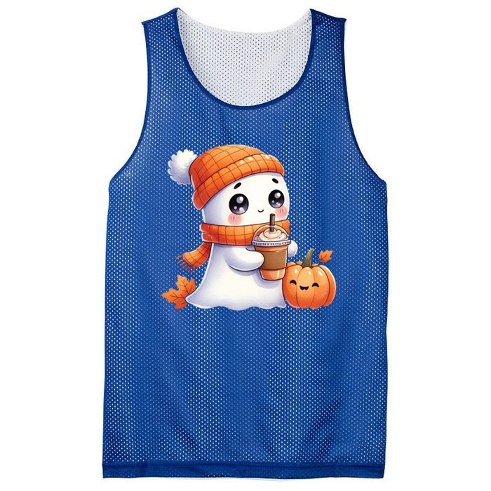 Cute Ghost Ing Coffee Halloween Pumpkin Spice Gift Mesh Reversible Basketball Jersey Tank