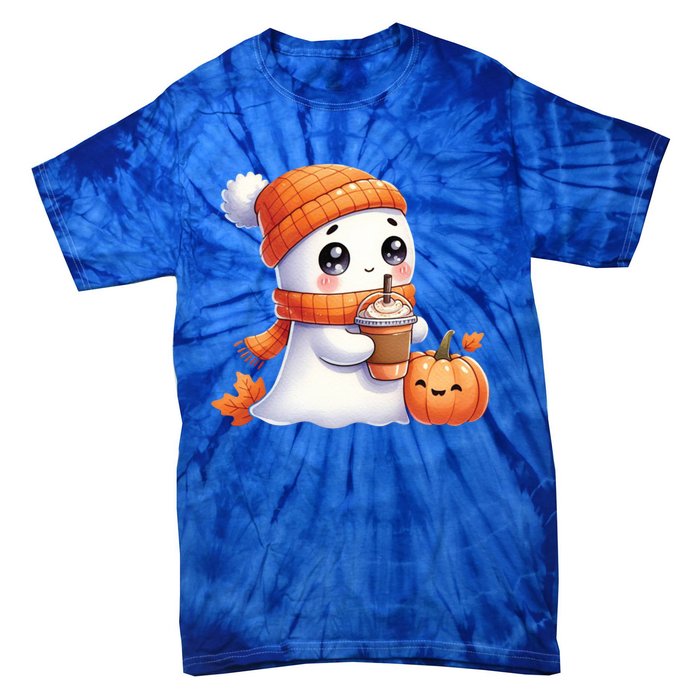 Cute Ghost Ing Coffee Halloween Pumpkin Spice Gift Tie-Dye T-Shirt