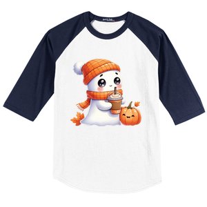 Cute Ghost Ing Coffee Halloween Pumpkin Spice Gift Baseball Sleeve Shirt