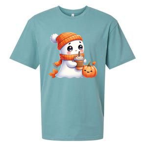 Cute Ghost Ing Coffee Halloween Pumpkin Spice Gift Sueded Cloud Jersey T-Shirt