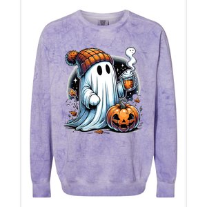 Cute Ghost Ing Coffee Funny Gift Colorblast Crewneck Sweatshirt