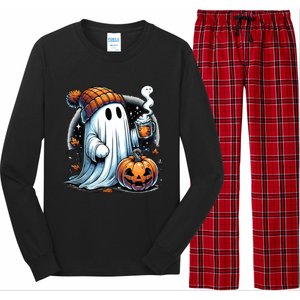 Cute Ghost Ing Coffee Funny Gift Long Sleeve Pajama Set