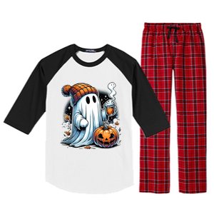 Cute Ghost Ing Coffee Funny Gift Raglan Sleeve Pajama Set