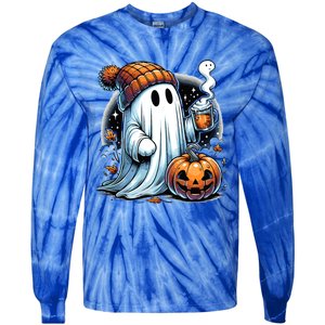 Cute Ghost Ing Coffee Funny Gift Tie-Dye Long Sleeve Shirt