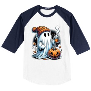 Cute Ghost Ing Coffee Funny Gift Baseball Sleeve Shirt