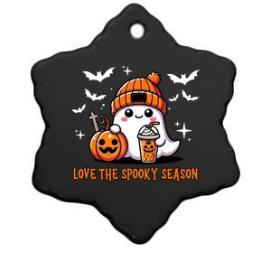 Cute Ghost Ing Coffee Pumpkin Love The Spooky Season Cute Gift Ceramic Star Ornament