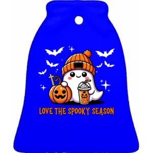 Cute Ghost Ing Coffee Pumpkin Love The Spooky Season Cute Gift Ceramic Bell Ornament