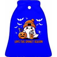 Cute Ghost Ing Coffee Pumpkin Love The Spooky Season Cute Gift Ceramic Bell Ornament