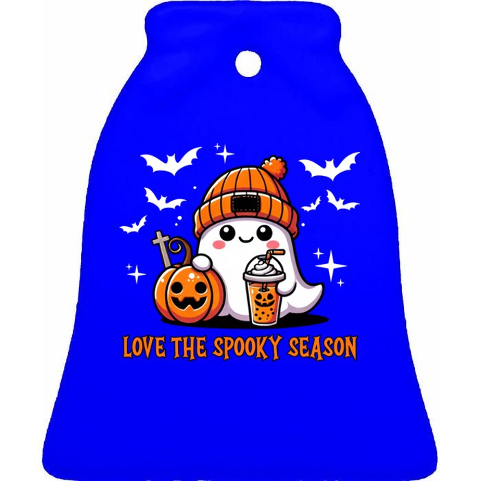 Cute Ghost Ing Coffee Pumpkin Love The Spooky Season Cute Gift Ceramic Bell Ornament