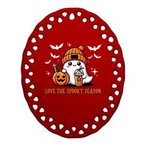 Cute Ghost Ing Coffee Pumpkin Love The Spooky Season Cute Gift Ceramic Oval Ornament