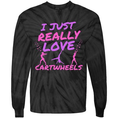 Cute Gymnastics I Just Really Love Cartwheels Tie-Dye Long Sleeve Shirt