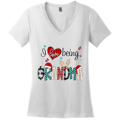 Christmas Grandma I Love Being Grandma Women's V-Neck T-Shirt