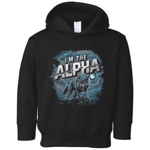 Cool Graphic IM The Alpha Wolf Trendy Toddler Hoodie