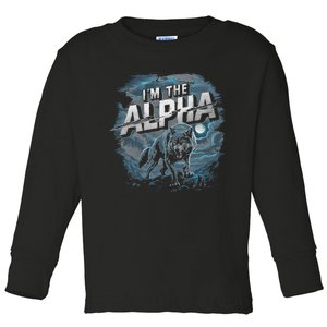 Cool Graphic IM The Alpha Wolf Trendy Toddler Long Sleeve Shirt