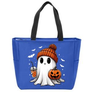 Cute Ghost Ing Coffee Halloween Ghost Ice Coffee Cute Gift Zip Tote Bag