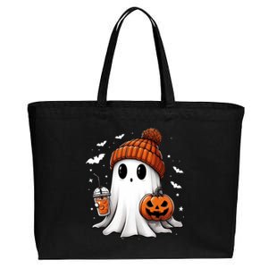 Cute Ghost Ing Coffee Halloween Ghost Ice Coffee Cute Gift Cotton Canvas Jumbo Tote