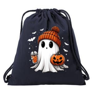 Cute Ghost Ing Coffee Halloween Ghost Ice Coffee Cute Gift Drawstring Bag