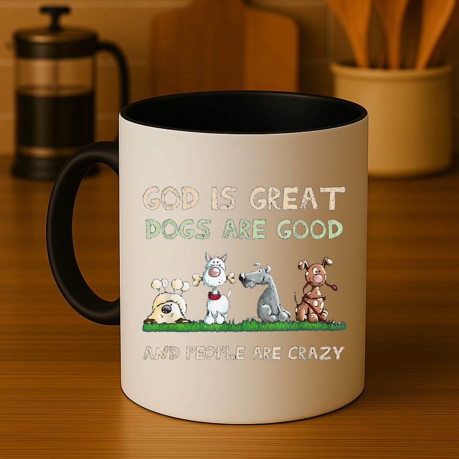 Cute God Is Great Dogs Are Good And People Are Crazy Mug