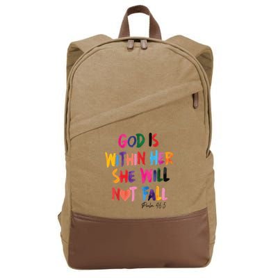 Christian God Is Within Her She Will Not Fall Christian Bible Cotton Canvas Backpack