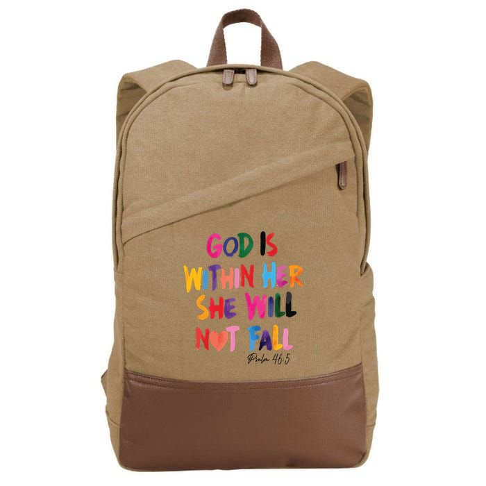 Christian God Is Within Her She Will Not Fall Christian Bible Cotton Canvas Backpack
