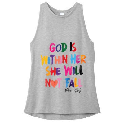 Christian God Is Within Her She Will Not Fall Christian Bible Ladies PosiCharge Tri-Blend Wicking Tank