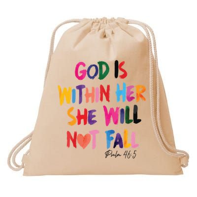 Christian God Is Within Her She Will Not Fall Christian Bible Drawstring Bag