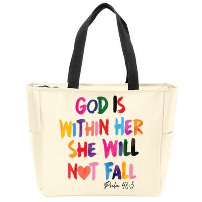 Christian God Is Within Her She Will Not Fall Christian Bible Zip Tote Bag