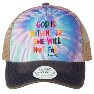 Christian God Is Within Her She Will Not Fall Christian Bible Legacy Tie Dye Trucker Hat