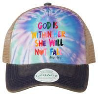 Christian God Is Within Her She Will Not Fall Christian Bible Legacy Tie Dye Trucker Hat