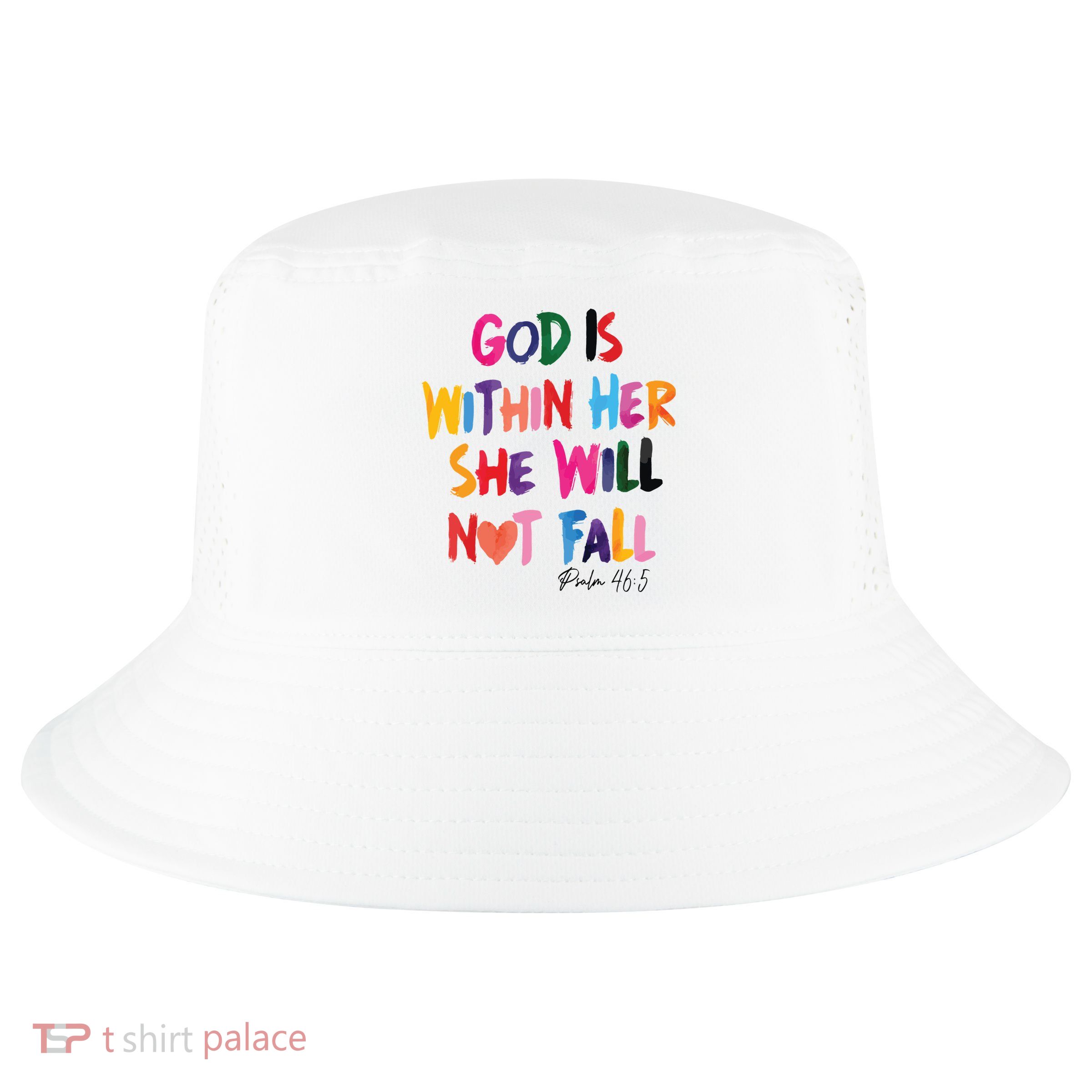 Christian God Is Within Her She Will Not Fall Christian Bible Cool Comfort Performance Bucket Hat