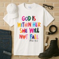 Christian God Is Within Her She Will Not Fall Christian Bible Tall T-Shirt