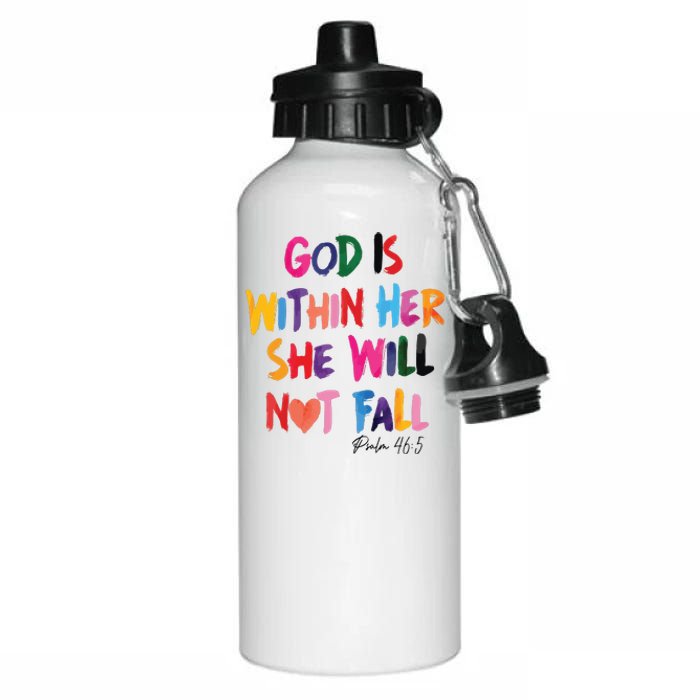 Christian God Is Within Her She Will Not Fall Christian Bible Aluminum Water Bottle 