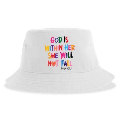 Christian God Is Within Her She Will Not Fall Christian Bible Sustainable Bucket Hat