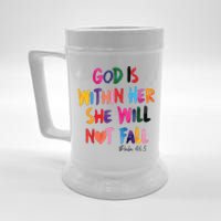 Christian God Is Within Her She Will Not Fall Christian Bible Beer Stein