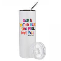 Christian God Is Within Her She Will Not Fall Christian Bible Stainless Steel Tumbler