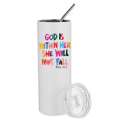 Christian God Is Within Her She Will Not Fall Christian Bible Stainless Steel Tumbler