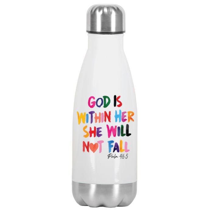 Christian God Is Within Her She Will Not Fall Christian Bible Stainless Steel Insulated Water Bottle