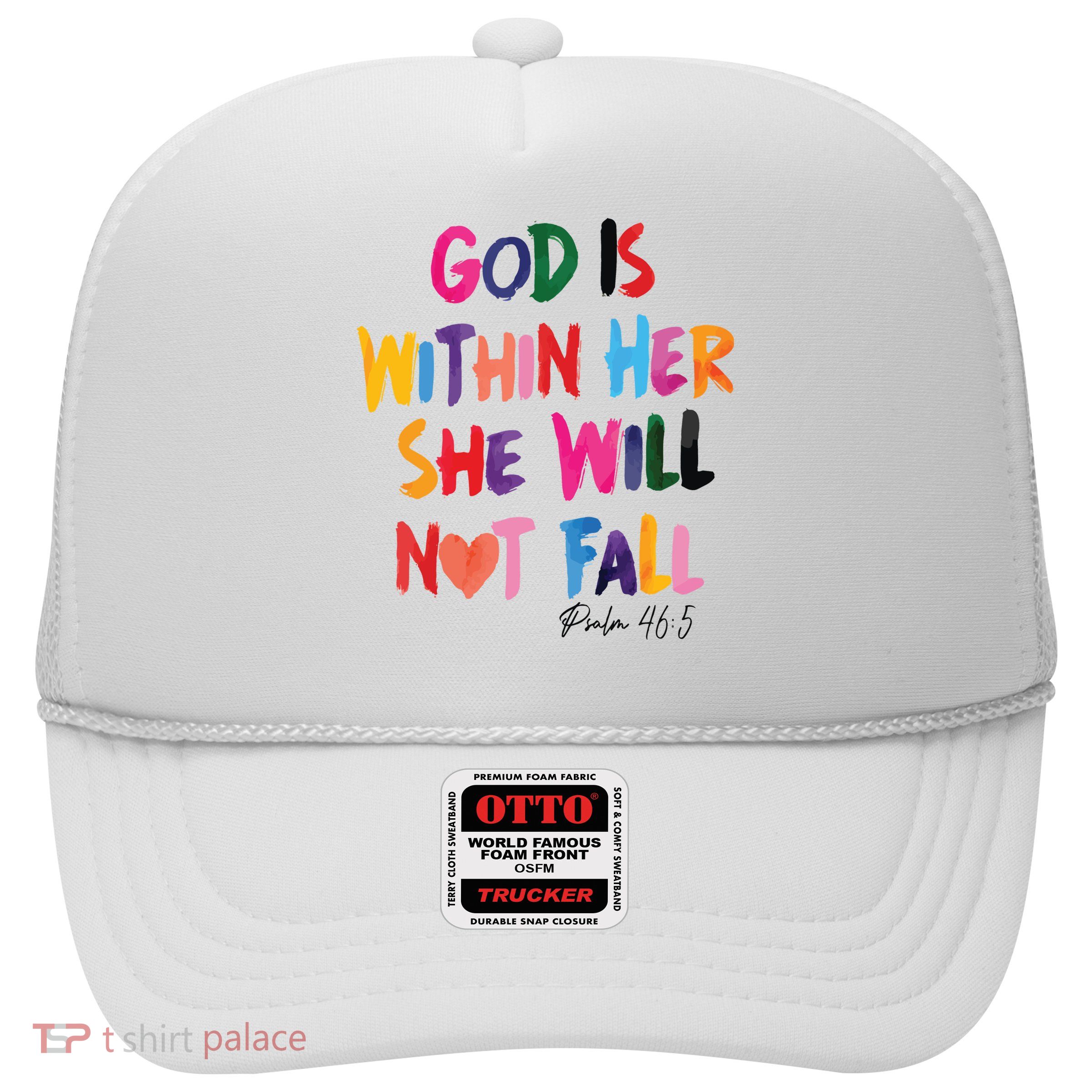Christian God Is Within Her She Will Not Fall Christian Bible Trucker Hat