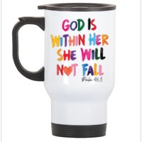 Christian God Is Within Her She Will Not Fall Christian Bible Stainless Steel Travel Mug